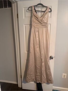 vera wang champagne bridesmaid dress A palette. A party. A point of view. Blush and champagne satin. Silhouettes united by the precision of Vera Wang Bride dressing. Vera Wang Bride Fall 2026, exclusively at David's Bridal.